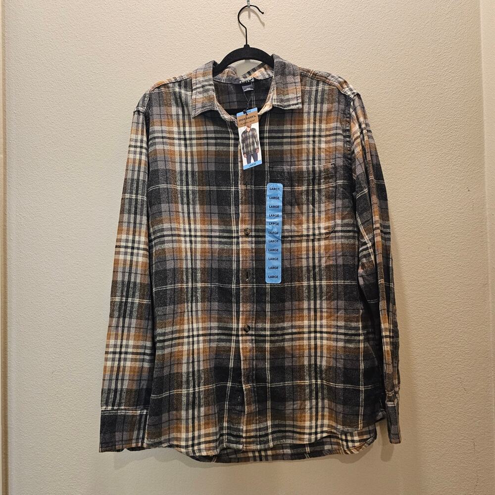 Eddie Bauer Men's Plaid Long Sleeve Button Down Shirt Size Large